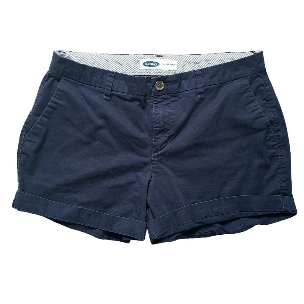 Old Navy Everyday Women Shorts Size 8 Navy Blue Chino Shorts MidRise Preppy